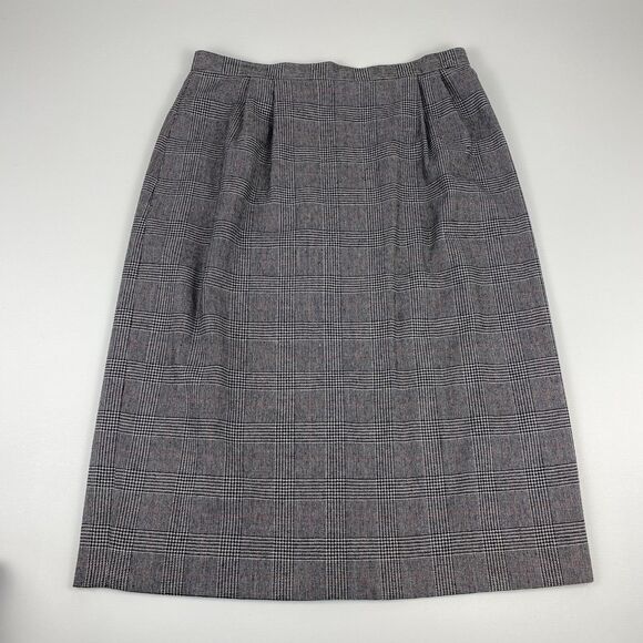 La Suit Petite Skirt Set Womens Sz 12 Black Red Plaid Wool Blend 80s VTG 2pc - Picture 7 of 15
